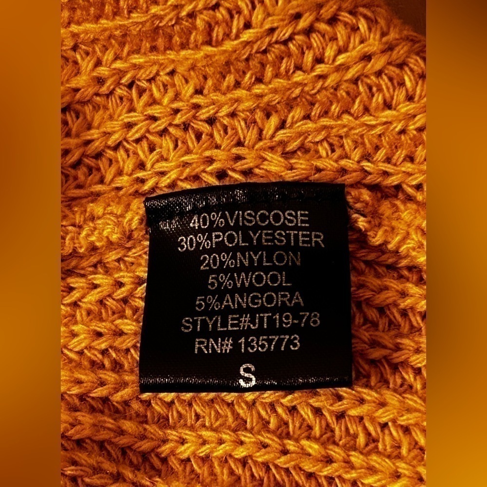 Olivaceous mustard yellow cropped knit sweater, size Small - Picture 10 of 10